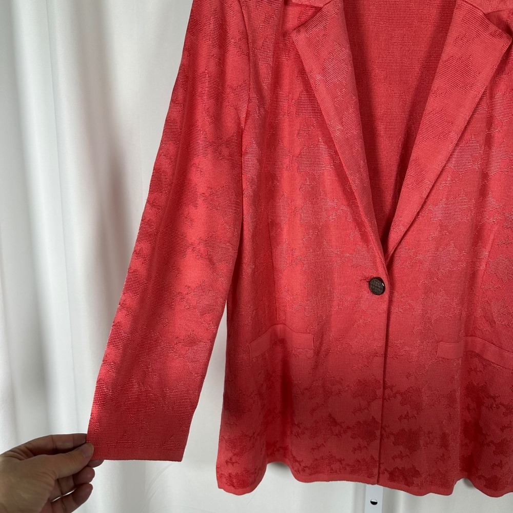 Misook Tailored Tonal Pattern Knit Jacket True Fit Coral Pink M Classic Formal - Picture 5 of 12